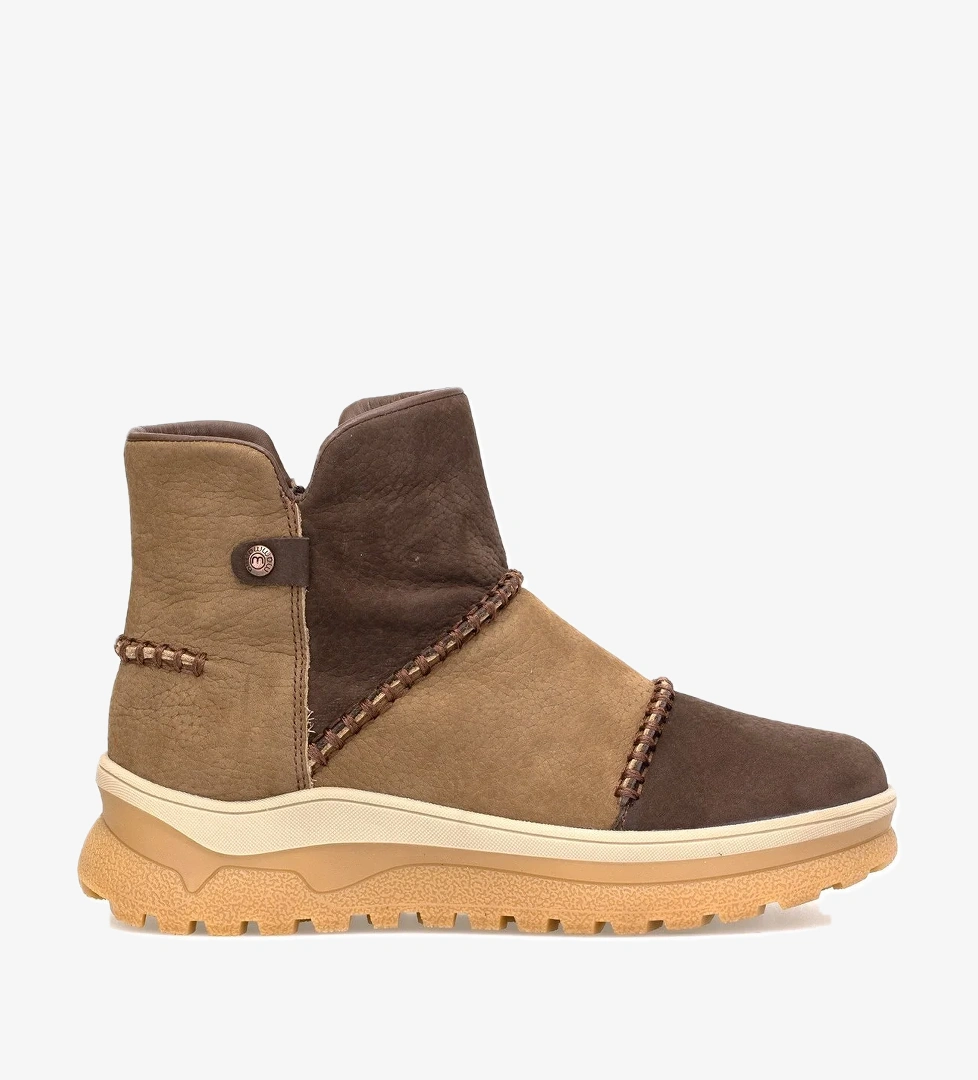 D25KB-4090 Kadın Hakiki Nubuk Deri Düz Bot Kahverengi