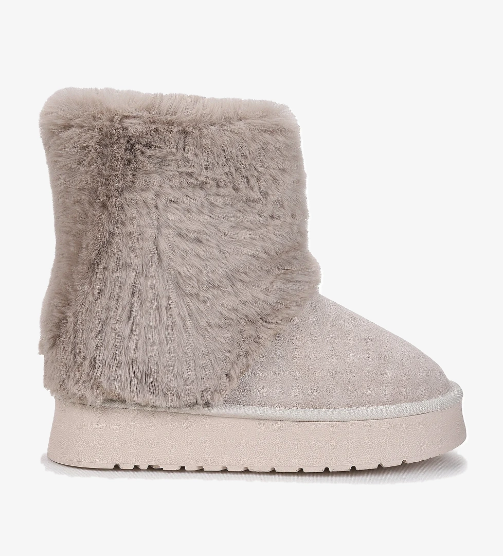 Nera Kürklü Kız Çocuk Süet Bot Ayakkabı Bej