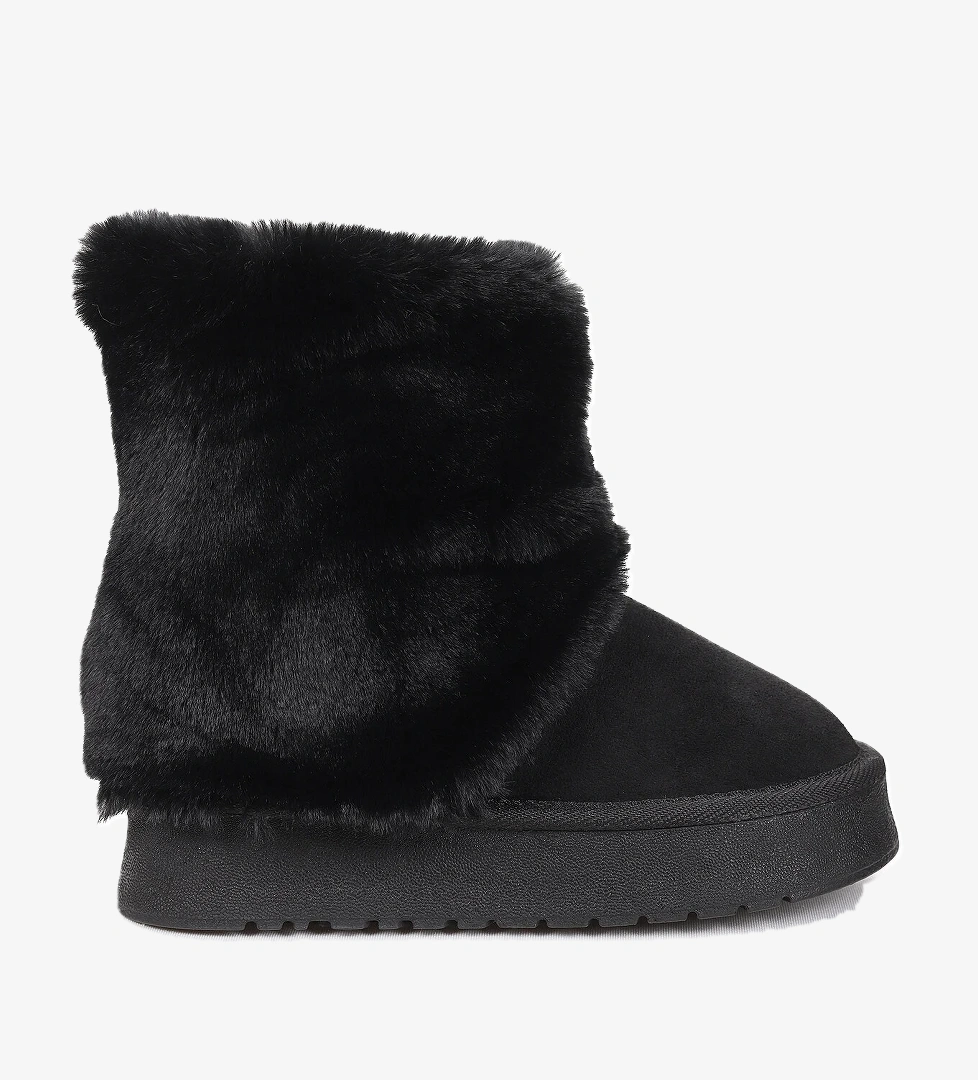 Nera Kürklü Kız Çocuk Süet Bot Ayakkabı Siyah