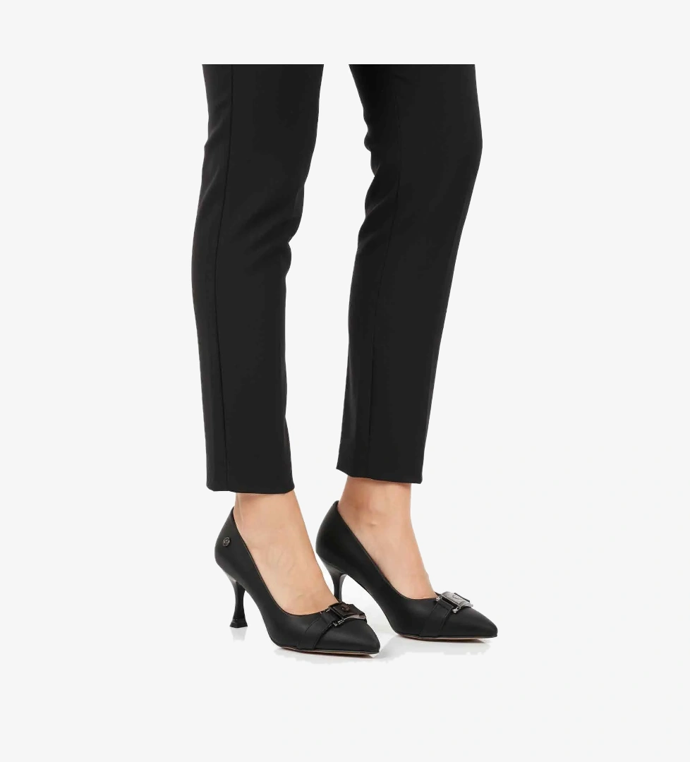 Pierre Cardin Siyah Saten İnce Topuklu Kadın Abiye Ayakkabı PC-55201 Z model görseli