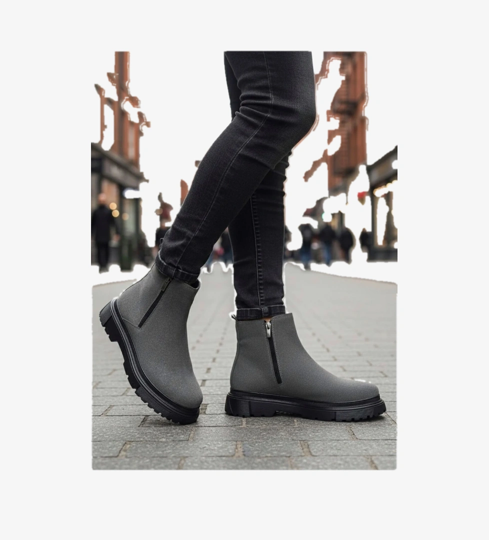 Pabucmarketi Fermuarlı Erkek Klasik Bot FÜME SÜET (SİYAH TABAN) model görseli