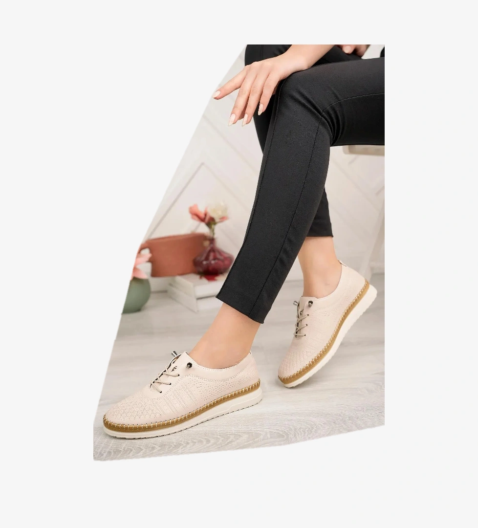 3643 Lastik Bağcıklı Ortopedik Günlük Kadın Ayakkabı - Görsel 1