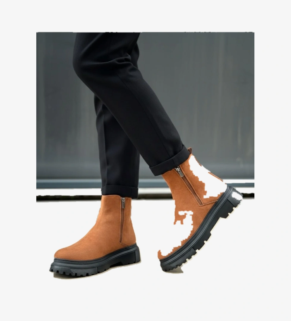 Pabucmarketi Fermuarlı Erkek Klasik Bot TABA SÜET (SİYAH TABAN) model görseli