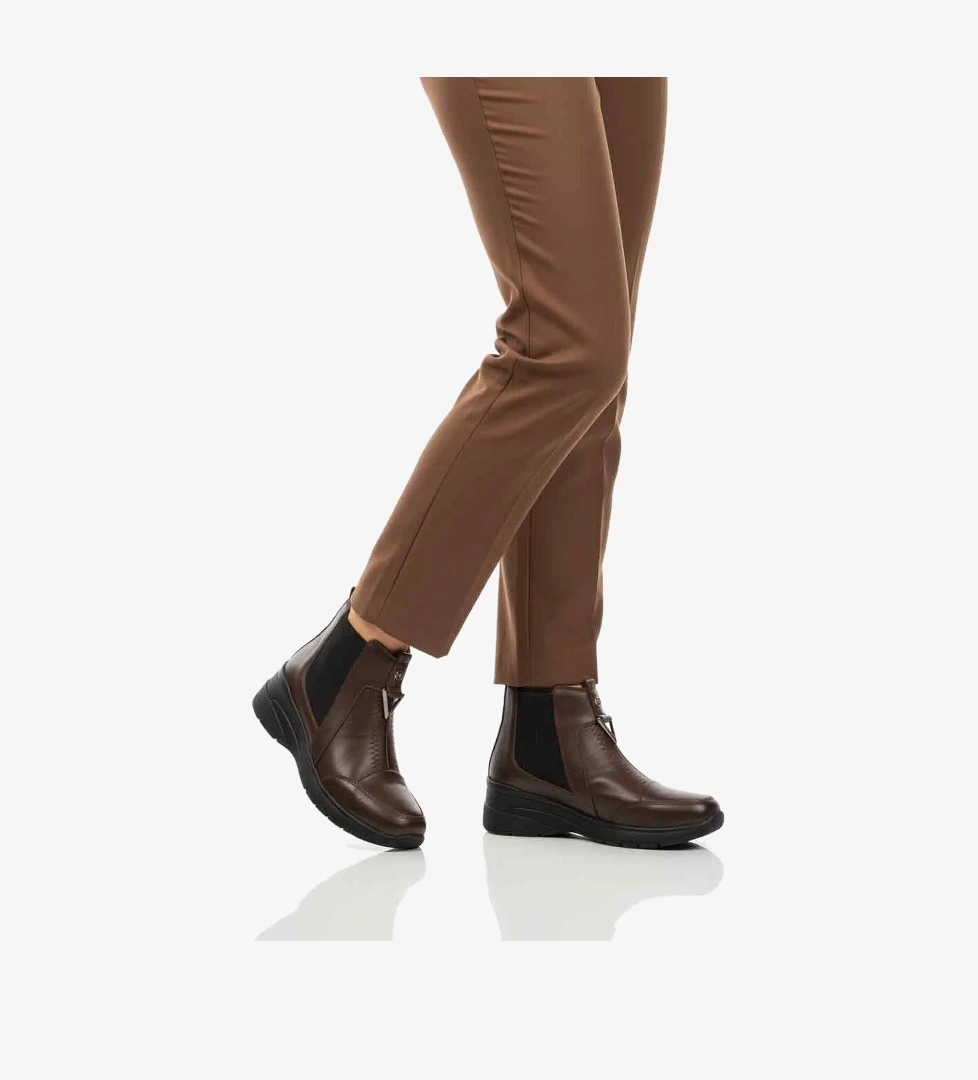 Kahve Hakiki Deri İçi Polarlı Darbe Emici Anatomik Kadın Bot 4153 Z