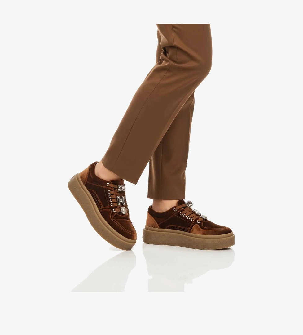 Guja Siyah Kahve Nubuk Bağcıklı Yüksek Taban Kadın Sneaker 25k475 Z model görseli