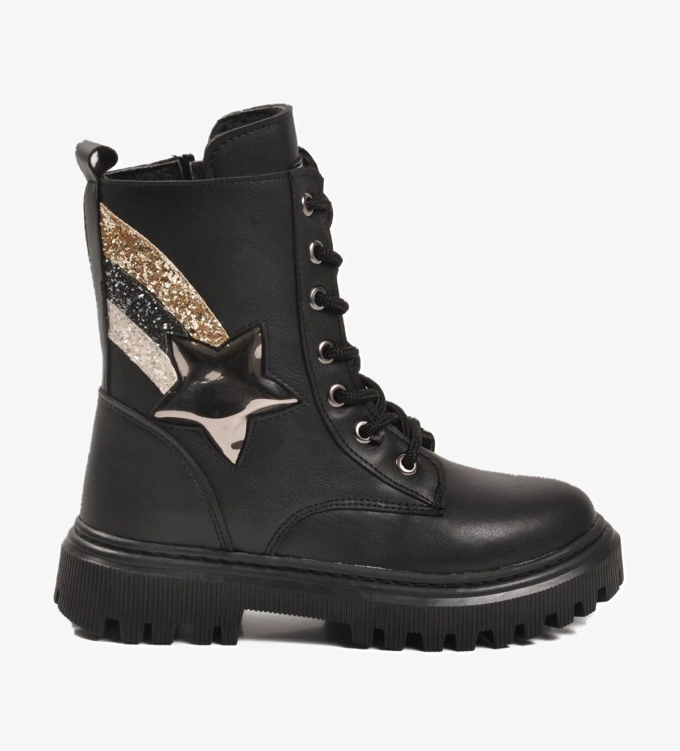 Siyah İçi Kürklü Fermuarlı Bağcıklı Kız Çocuk Bot 2002 F - Görsel 1