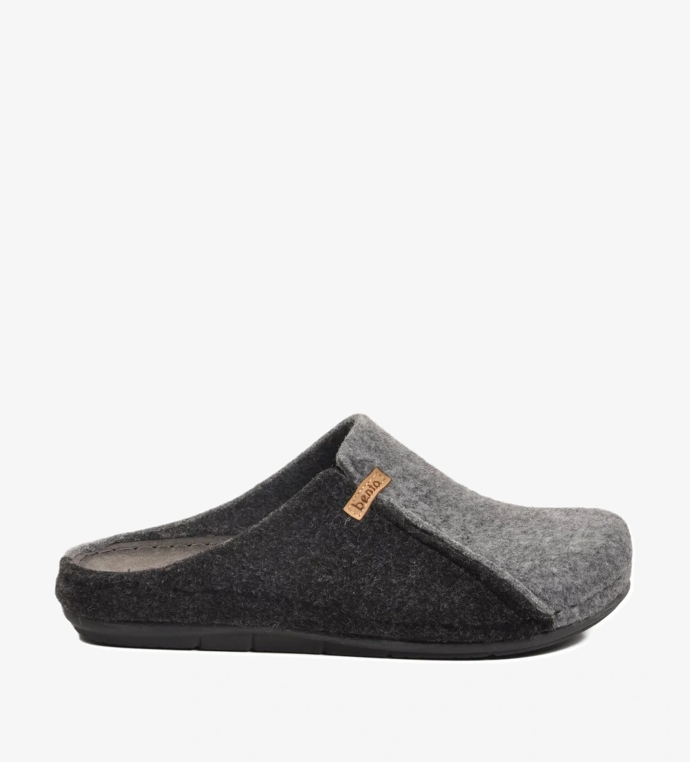 Gri Siyah Anatomik Keçe Erkek Ev Terlik K-63.007 M