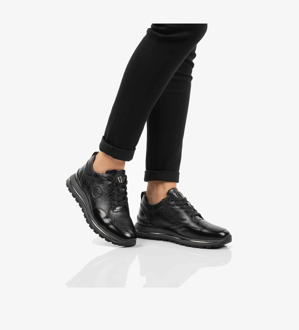 Siyah Hakiki Deri Bağcıklı Erkek Sneaker M112 M