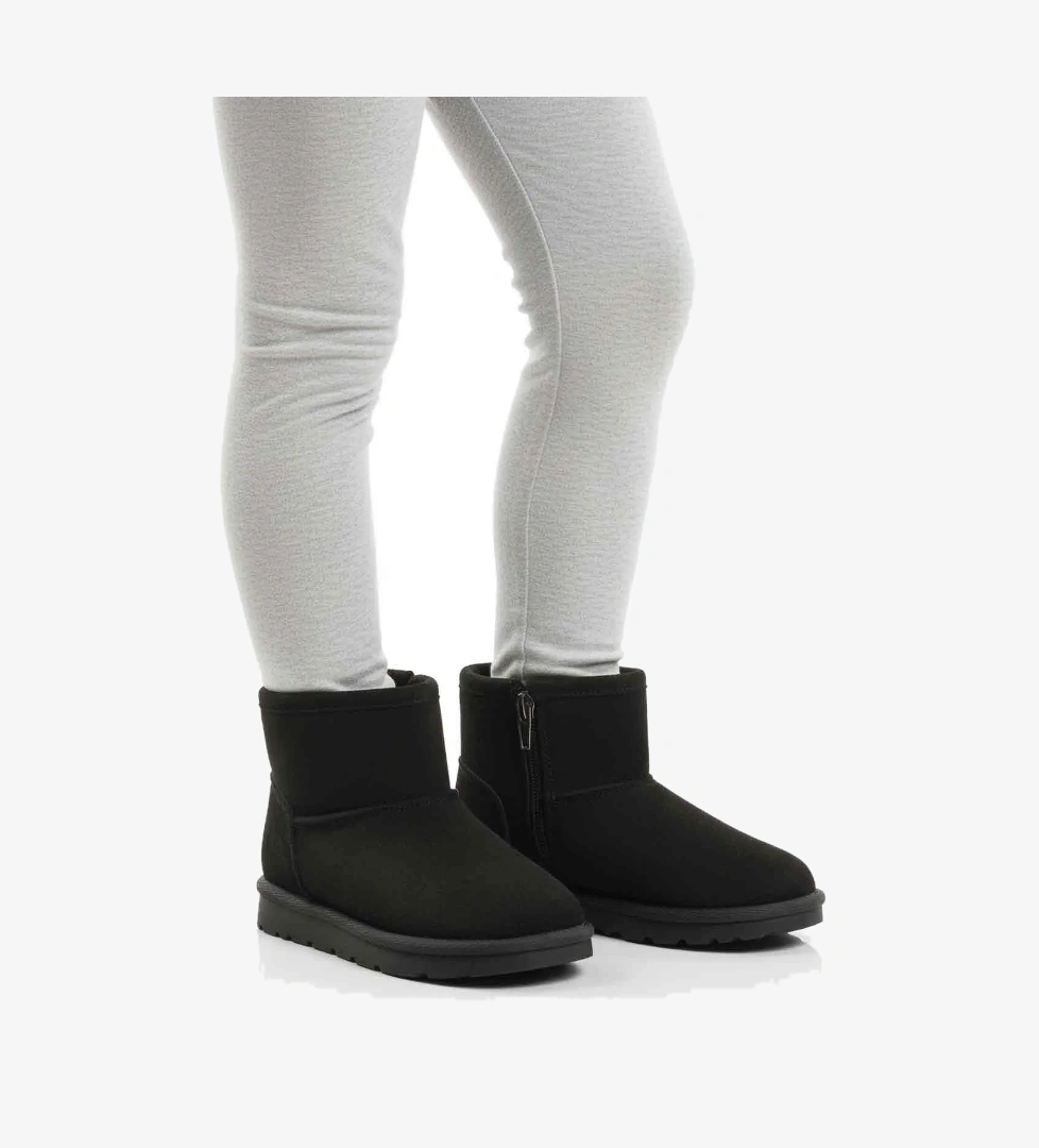 Siyah İçi Kürklü Fermuarlı Kız Çocuk Bot 2096 P