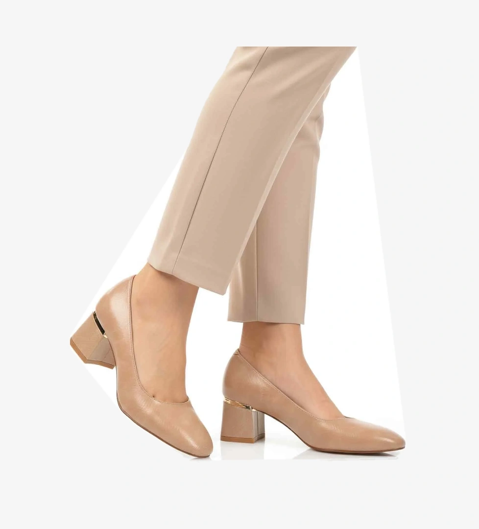 Ayakmod Siyah Bej Kadın Topuklu Ayakkabı 357184 Z model görseli