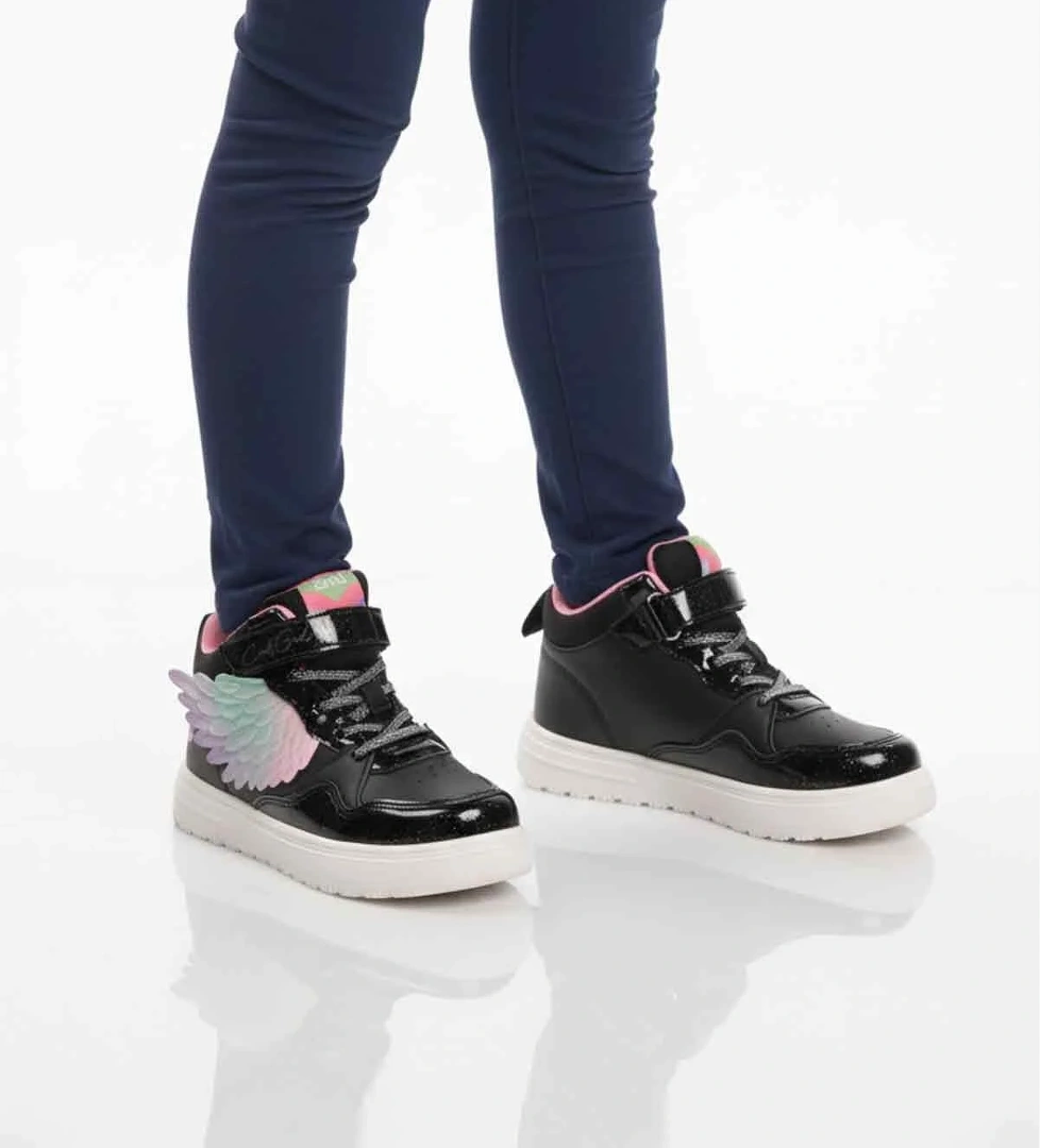 Cool Siyah Cırtlı Hafif Bilek Boy Kız Çocuk Sneaker Bot Helen F model görseli