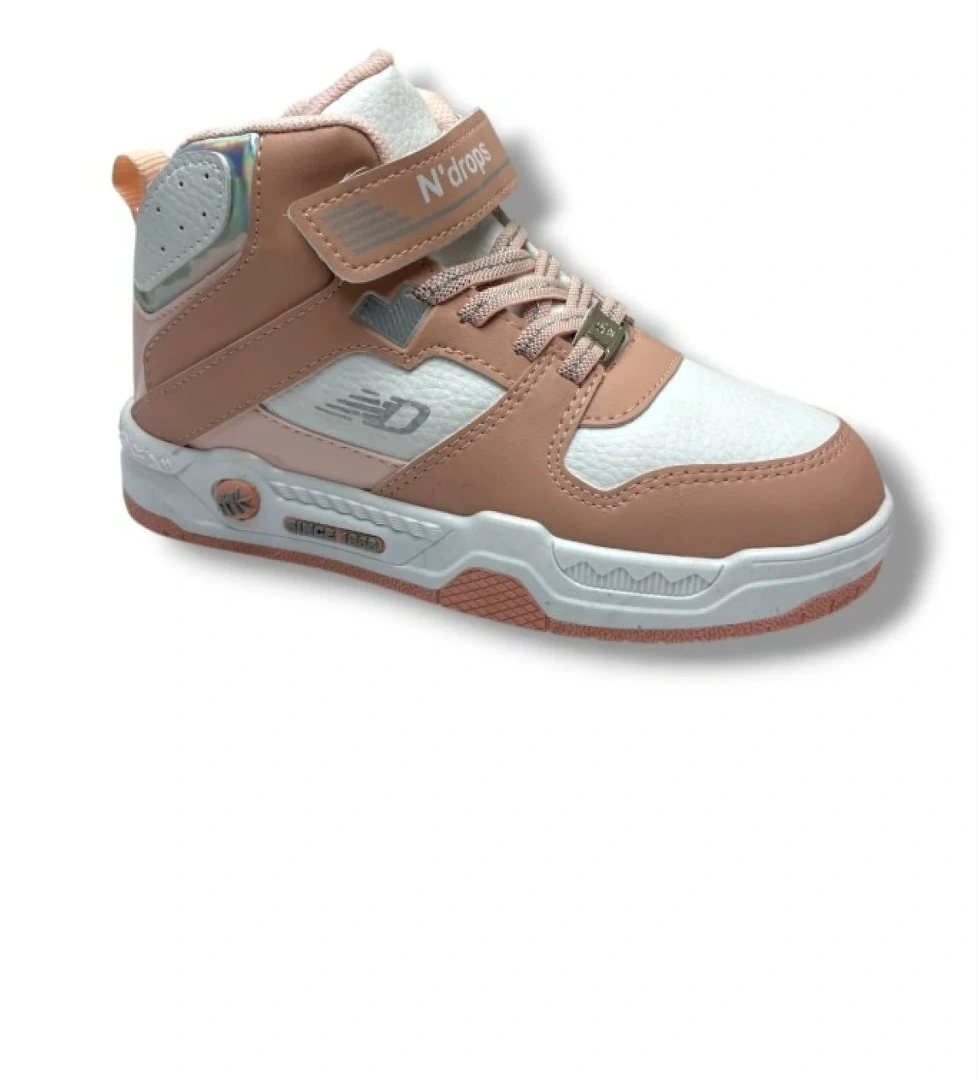 021-26 Deri Cırt Bantlı Çocuk Spor Bot Pudra Beyaz 31-35 - Görsel 1