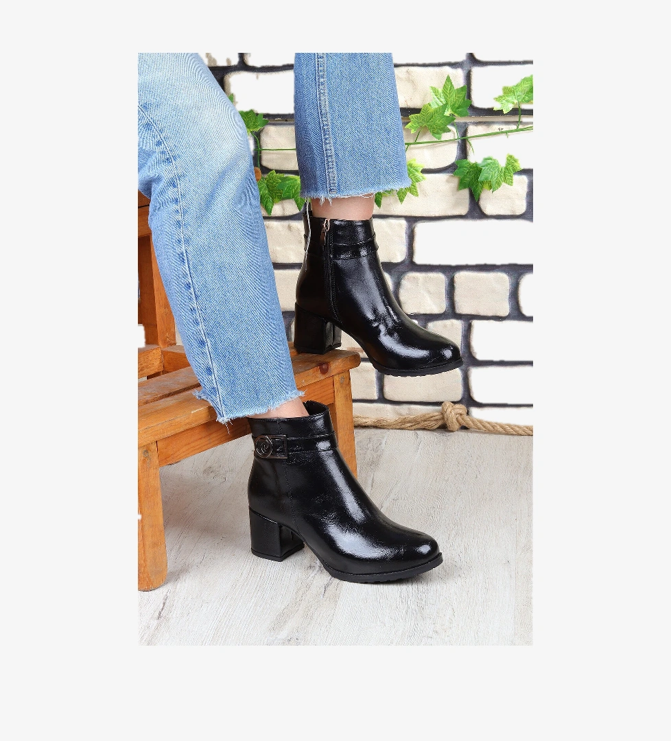 114 5 Cm Topuklu Fermuarlı Kadın Bot - Görsel 1