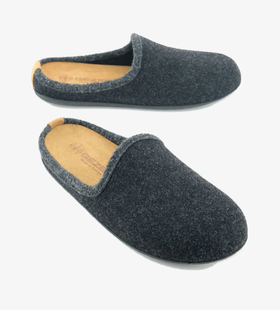 Erkek Kışlık İç Taban Çıkarılabilir Fusbetli Hakiki Deri PVC Alt Taban Keçe Ev Bahçe Terlik