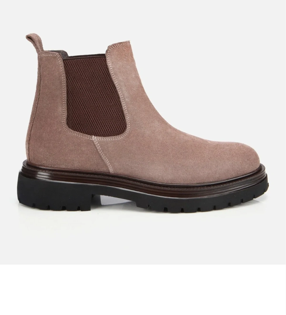 Hotiç Kahverengi Hotiç Süet Deri Erkek Lastik Detaylı Kalın Tabanlı Chelsea Bot