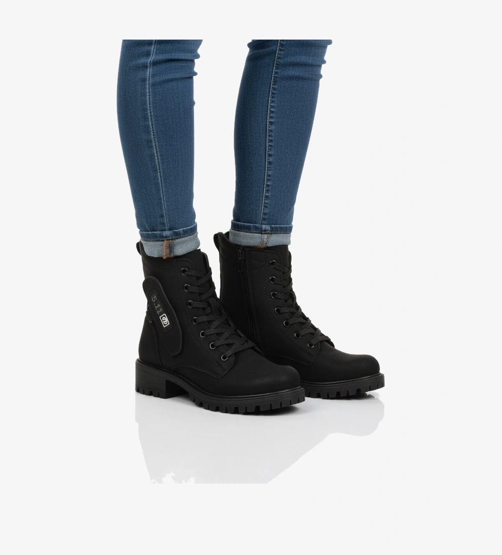 Siyah Nubuk İçi Polarlı Kaymaz Taban Fermuarlı Kadın Bot 24024 Z