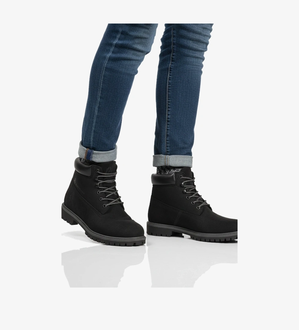 Siyah Nubuk Hakiki Deri Kaymaz Erkek Bot 725812 Helppo M