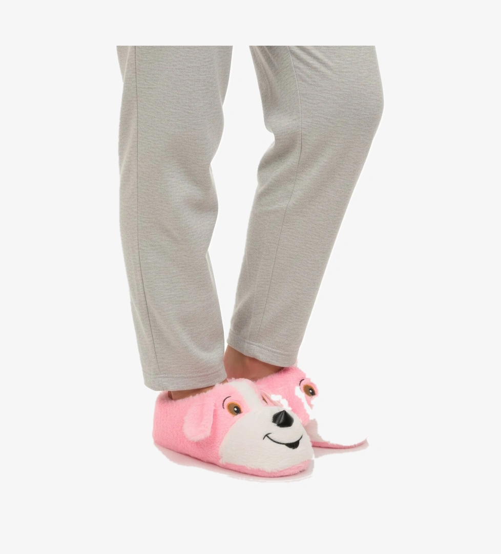 Pembe Köpek Desenli Unisex Panduf 26K001