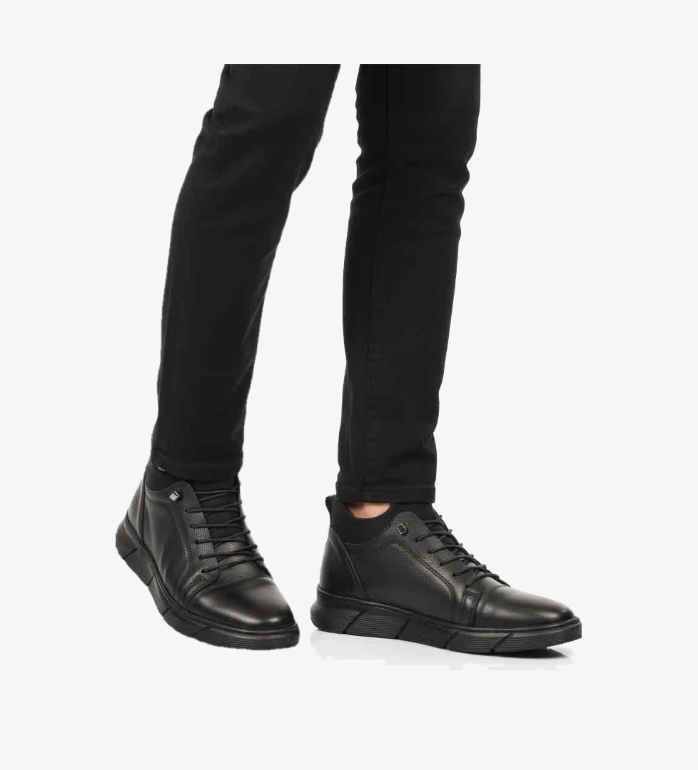 Siyah Hakiki Deri Ortopedik Erkek Casual Ayakkabı 142 M