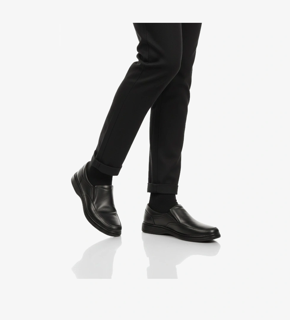 Siyah Hakiki Deri Erkek Casual Ayakkabı DSN 2035 M - Görsel 1