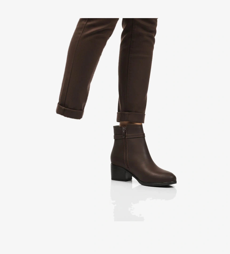 Kahve Zümrüt Fermuarlı Polarlı Kadın Topuklu Bot 325131 Z - Görsel 1