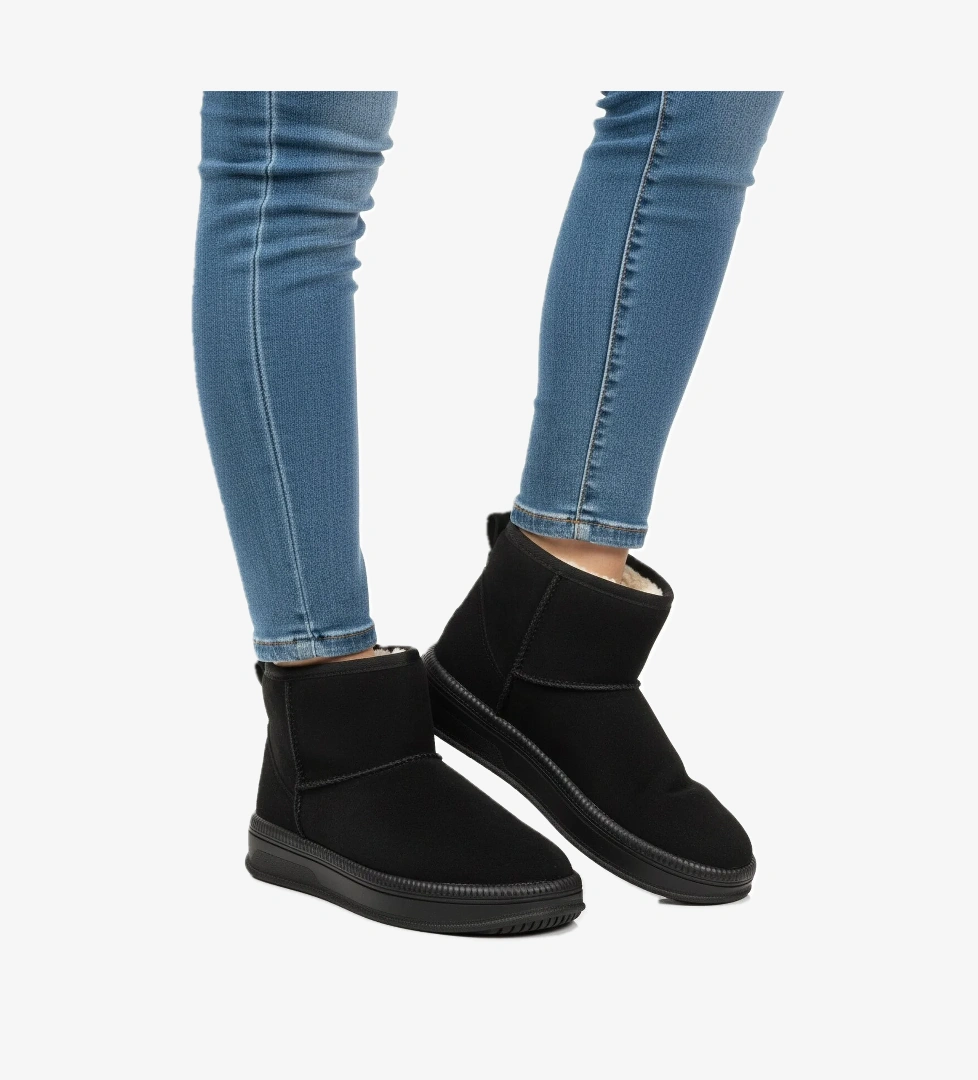 Siyah Nubuk Kürklü Soğuğa Dirençli Kaymaz Kadın Bot 25001 Z - Görsel 1