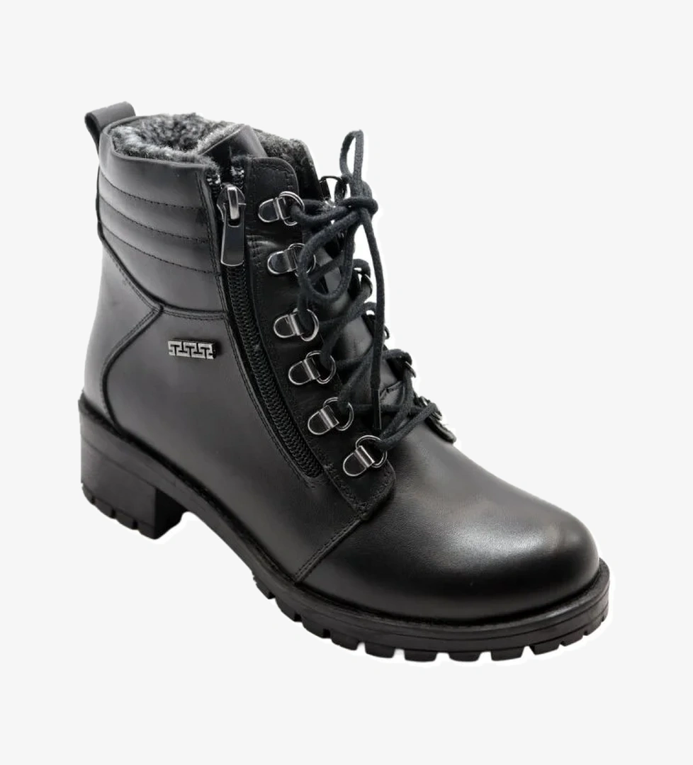 M.Y 855 Siyah Termo Taban Hakiki Deri Kadın Bot - Görsel 1