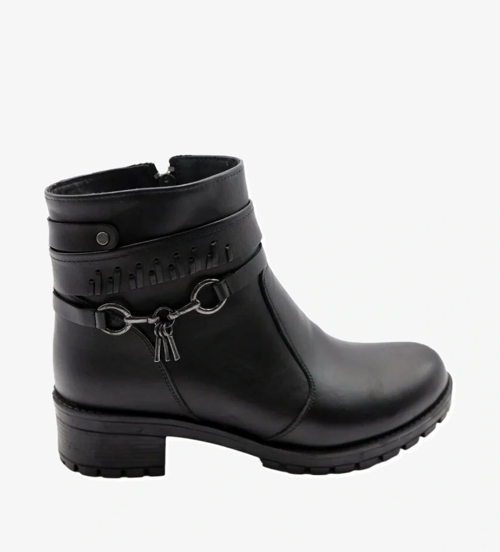 M.Y 829 Siyah Termo Taban Hakiki Deri Kadın Bot - Görsel 1