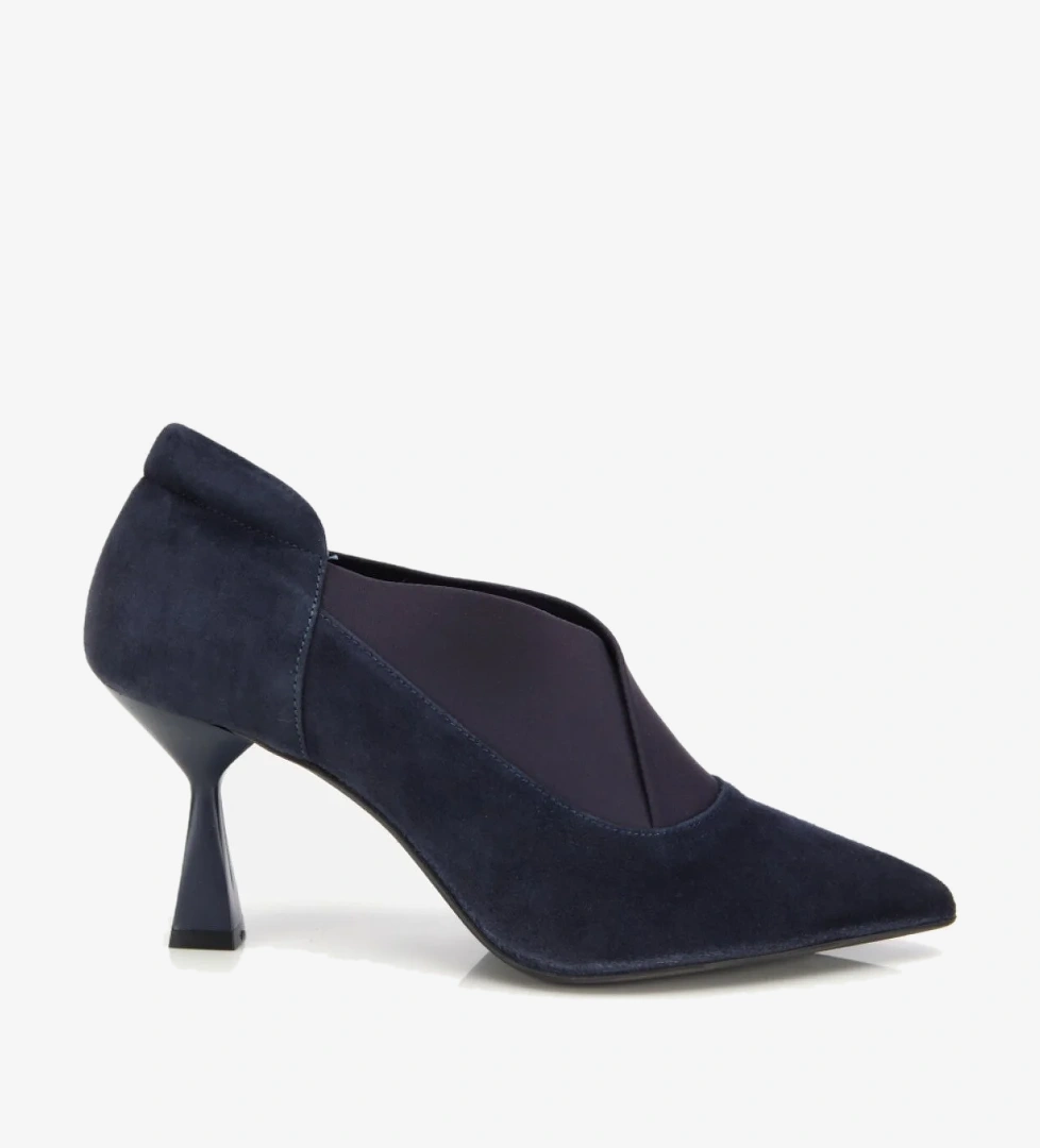 Hotiç Siyah Hotiç Süet Deri Kadın Streç Detaylı İnce Topuklu Stiletto