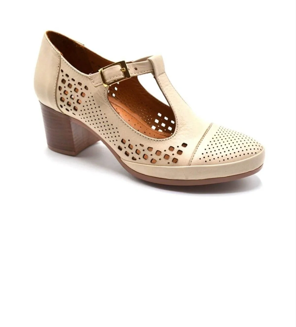 1911923Y Kadın Deri Atom Topuklu Ayakkabı - Görsel 1