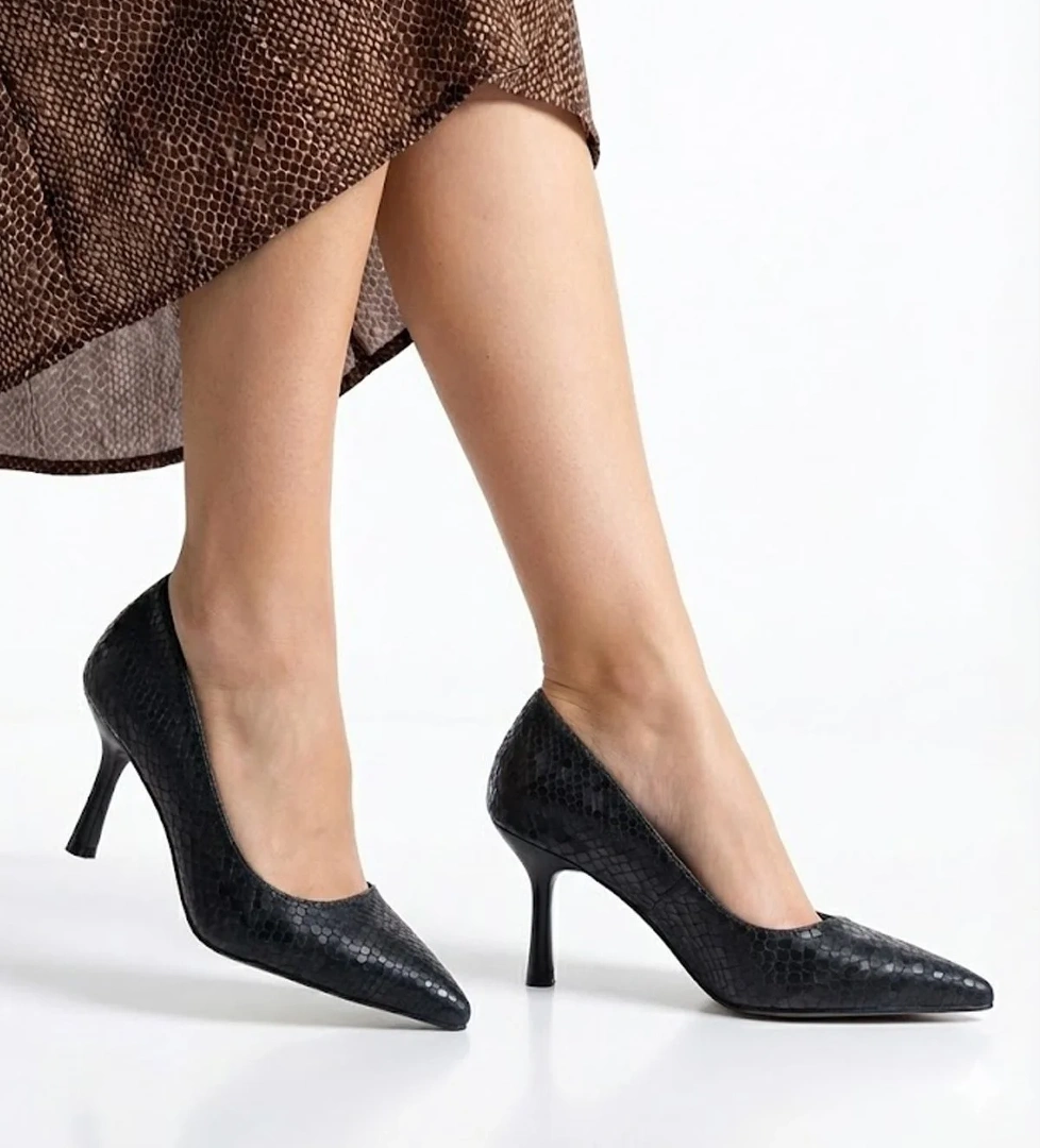 Ayakkabı Fuarı Elit 25kmst1184y Kadın Klasik Topuklu Ayakkabı Kahverengi Siyah model görseli