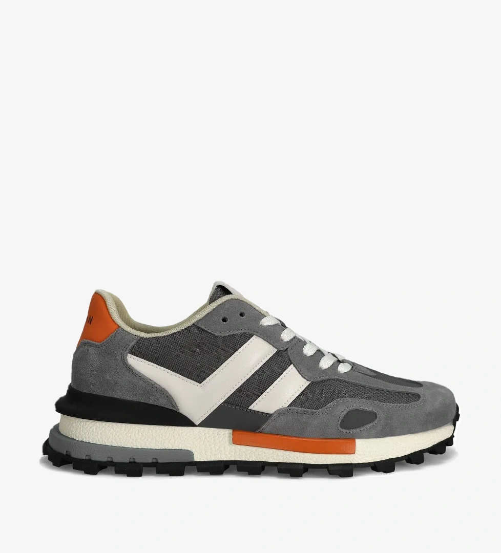 111230272 Auke Erkek Hakiki Deri Klasik Sneaker Gri - Görsel 1