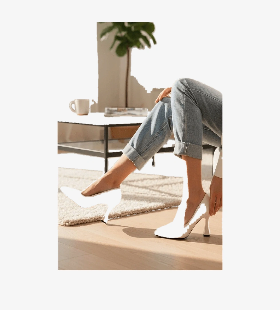 Saint Beyaz (8 cm) Topuk Boyu Günlük Kullanım Stiletto