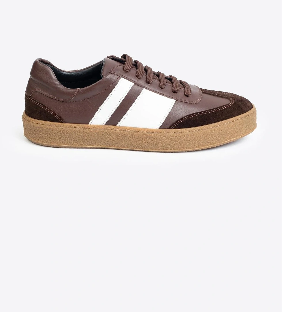 Şerit Detaylı Klasik Deri Spor Ayakkabı