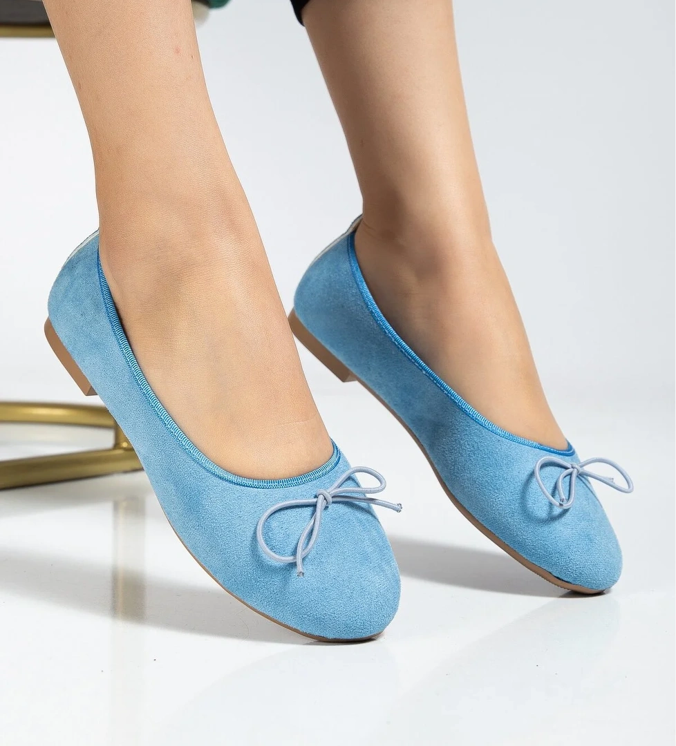Kadın Babet Süet Kadife Rahat Günlük Ayakkabı Mavi