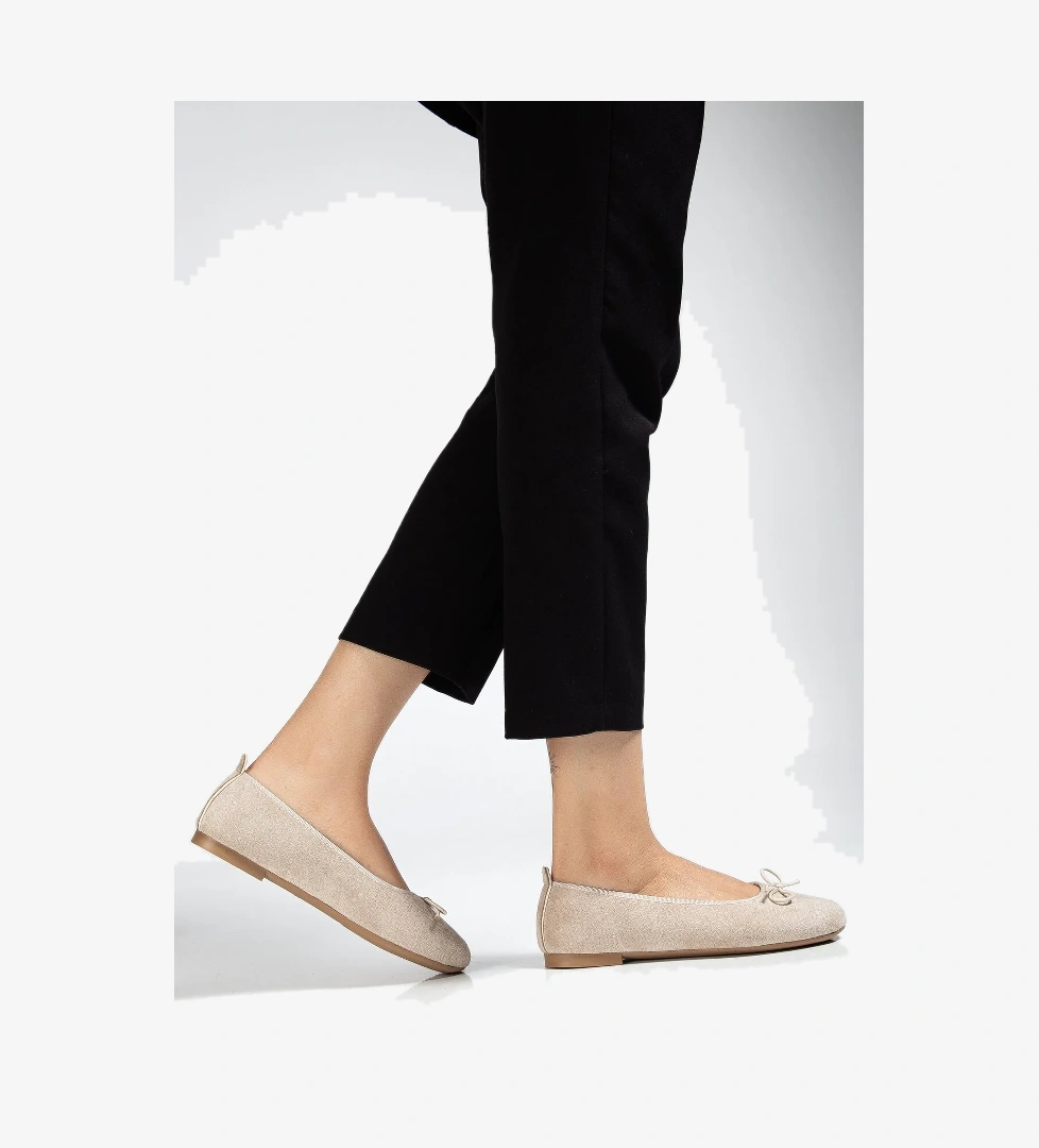 Kadın Babet Süet Kadife Rahat Günlük Ayakkabı Bej