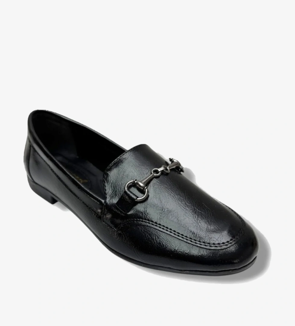 C-Shoes 228-26 Yıkama Cilt Deri İnce Metal Toka Kadın Ayakkabı