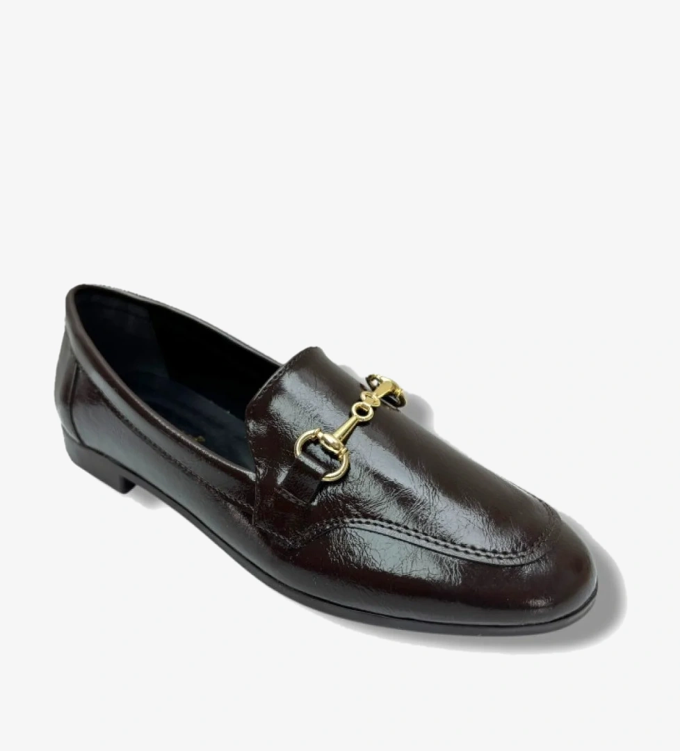 Cakgo C-shoes 228-26 Yıkama Cilt Deri İnce Metal Toka Kadın Ayakkabı model görseli