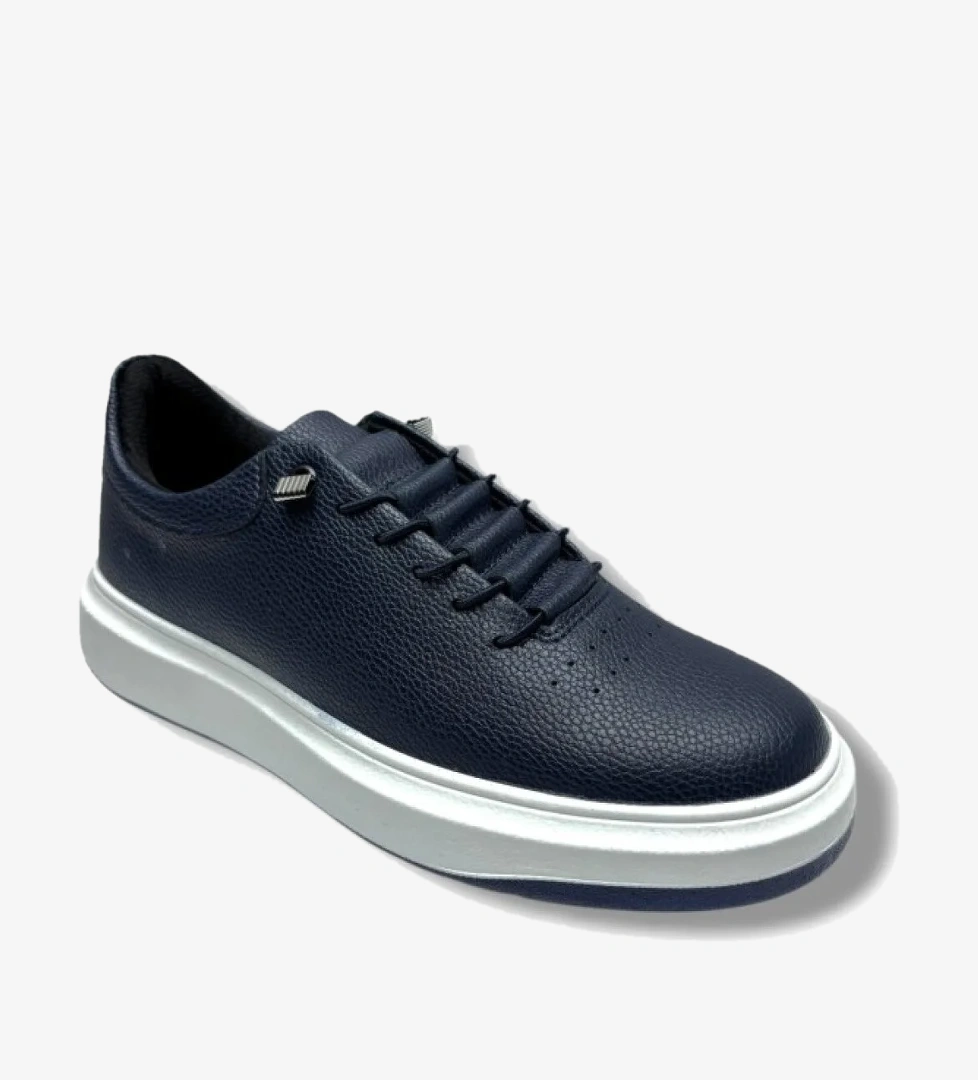404-26 Deri Anatomik Erkek Sneaker Lacivert Beyaz - Görsel 1