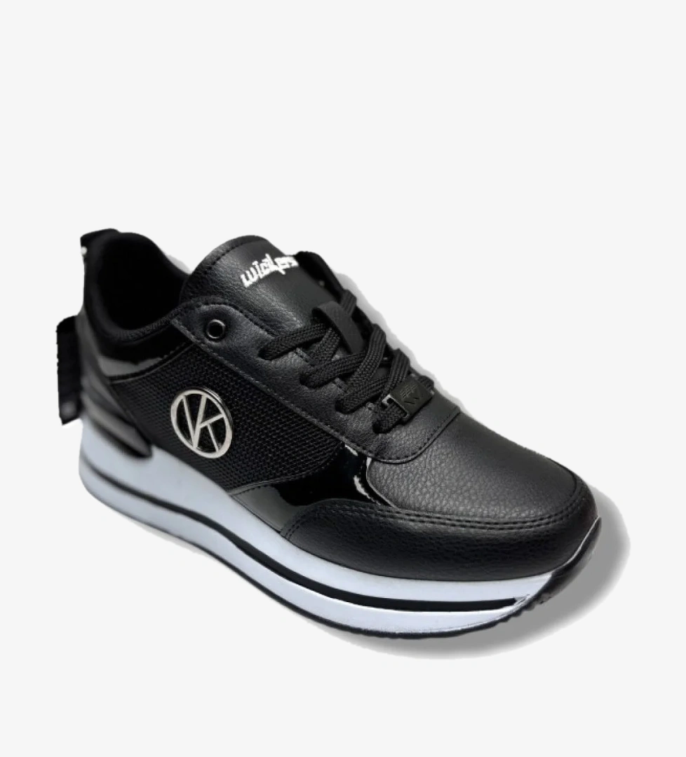 Wi̇ckers Wickers 2927-26 Cilt Deri Dolgu Topuklıu Anatomik Kadın Sneaker Siyah Beyaz model görseli