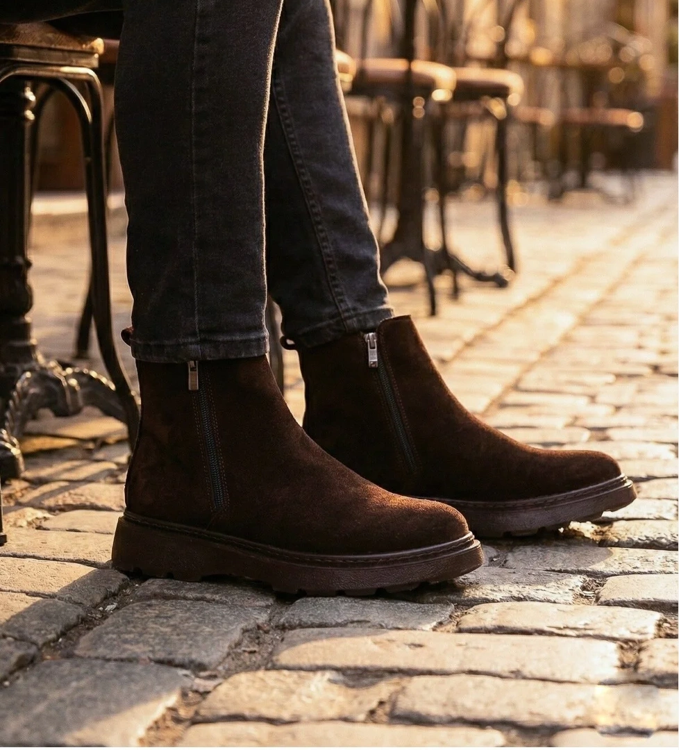 Chelsea Hakiki Deri Çift Fermuarlı Garantili Erkek Kışlık Bot