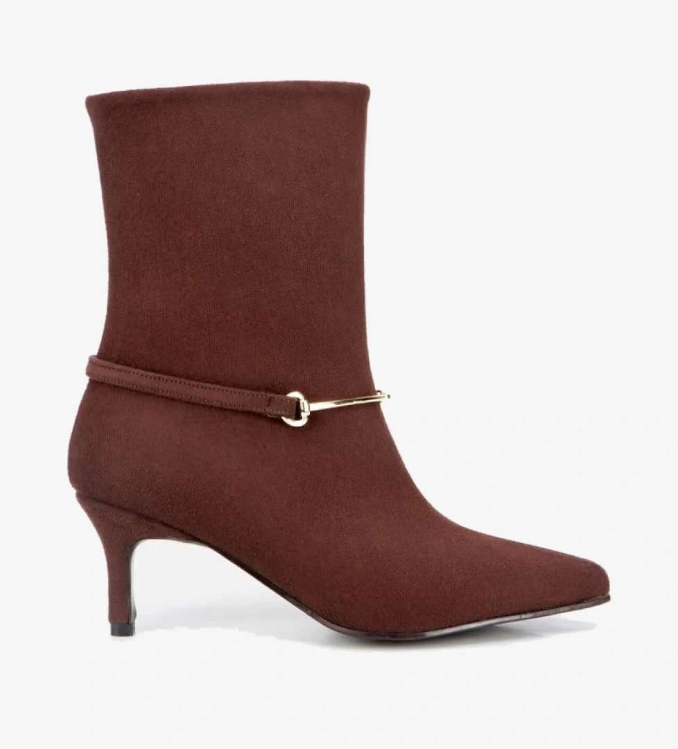 Yaya By Hotiç Yaya By Hotiç Kadın Süet Kahverengi Kemer Detaylı Tokalı Bilekte Topuklu Bot | Flo Kahverengi - 1. görsel