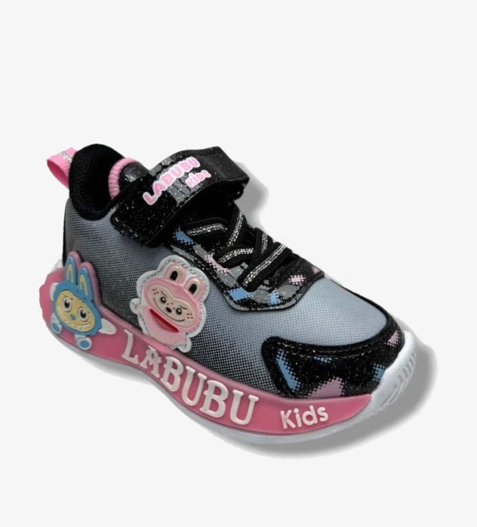 Cakgo Labubu 624-26 Simli Parlak Deri Işıklı Anatomik Kız Çocuk Sneaker Siyah Pembe 22-25 model görseli