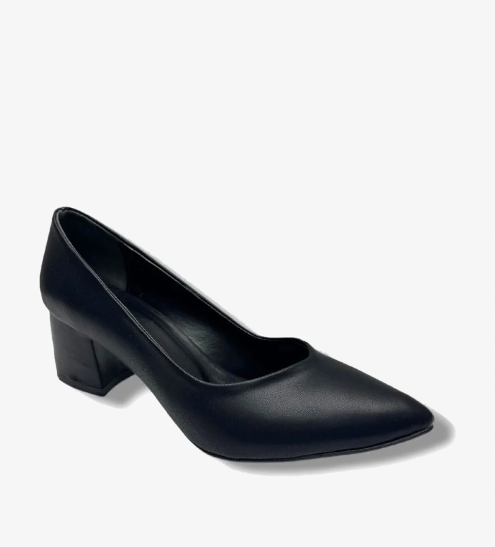 Mengi 690-26 Cilt Deri Kısa Kare Topuk Kadın Ayakkabı 38-40