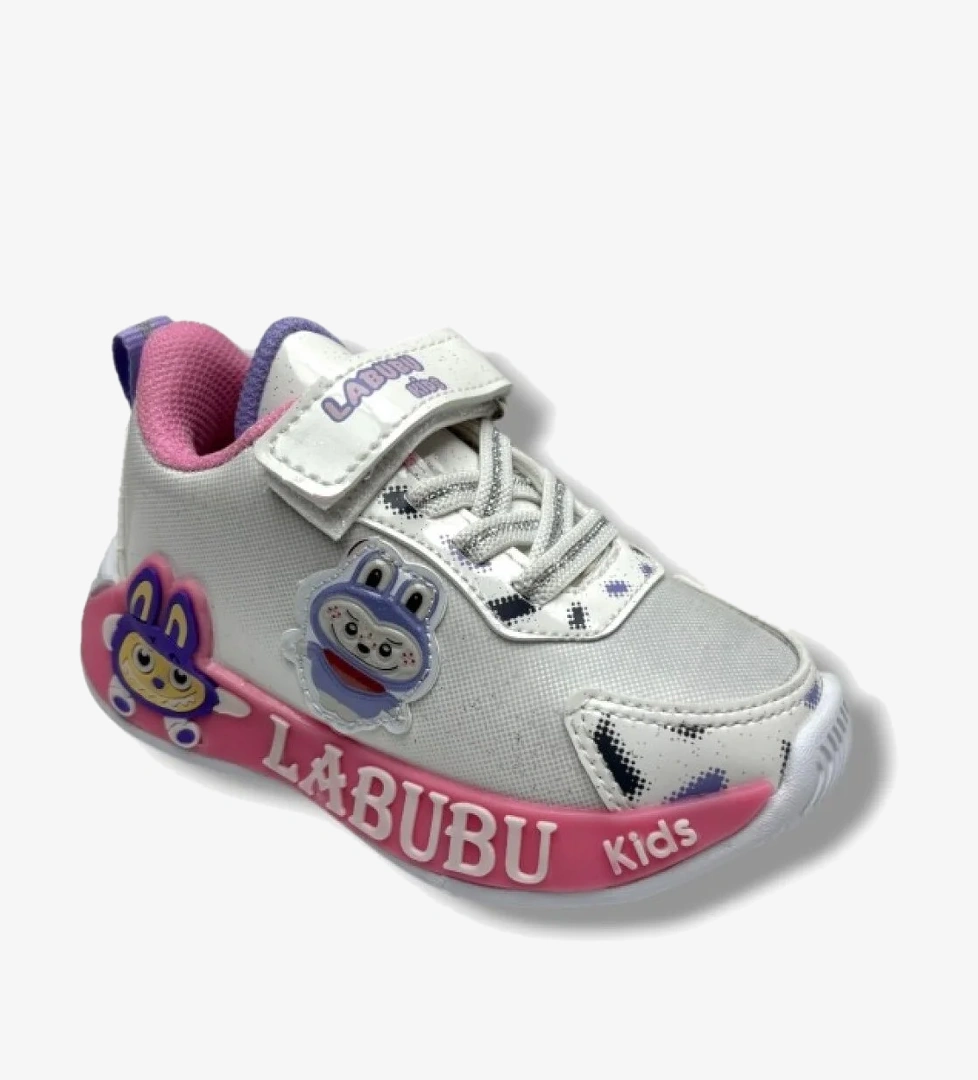 Cakgo Labubu 624-26 Simli Parlak Deri Işıklı Anatomik Kız Çocuk Sneaker Beyaz Pembe 22-25 model görseli