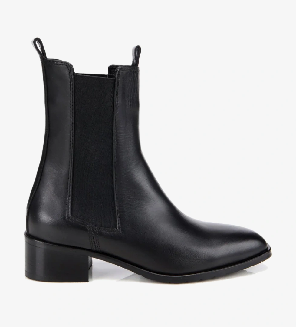 Kadın Deri Siyah Lastik Detaylı Düz Bot - Görsel 1