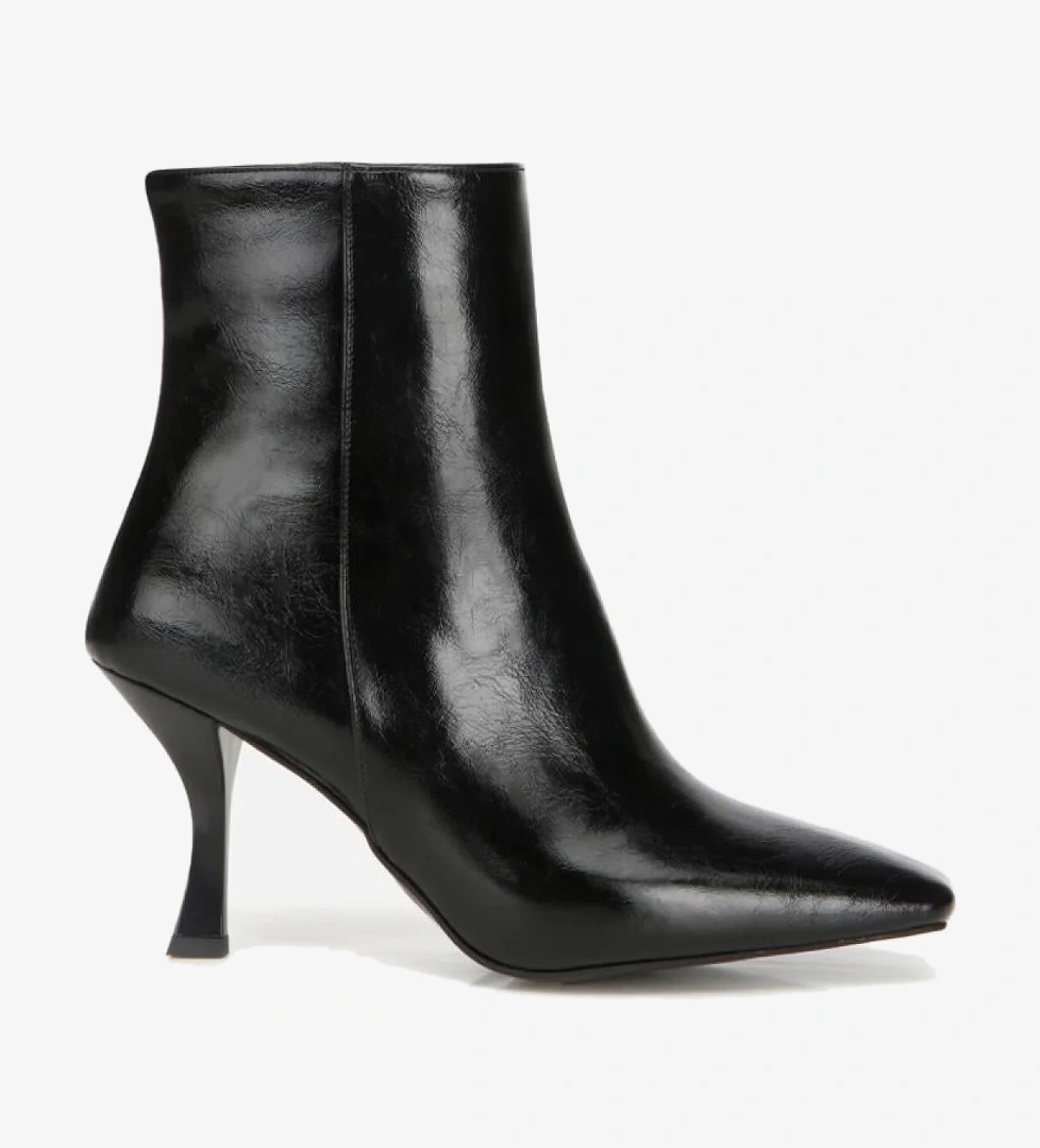 Kadın Siyah Küt Burunlu Bilekte Topuklu Bot