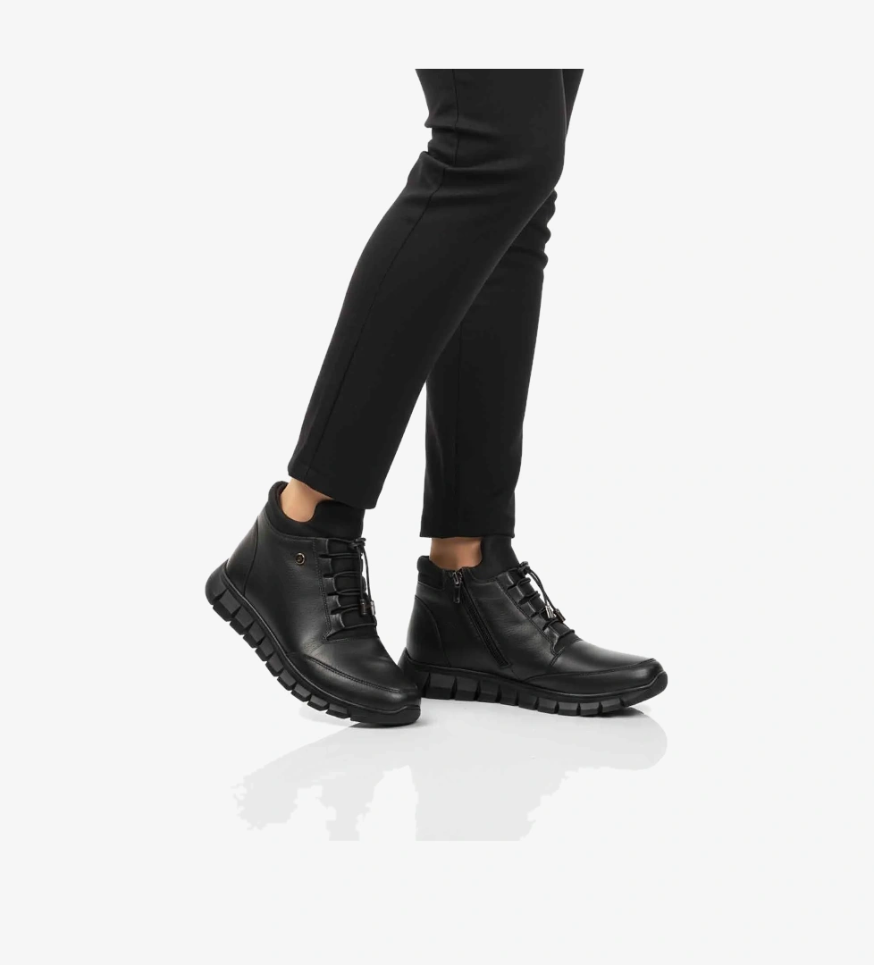 A Spor Kahverengi A Spor Aspor Hakiki Deri İçi Polarlı Fermuarlı Kadın Düz Bot