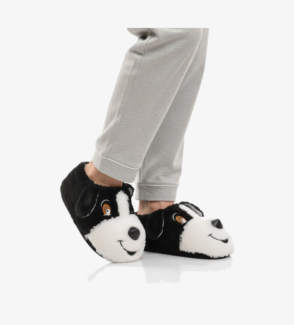 A Spor Aspor Siyah Köpek Desenli Unisex Panduf