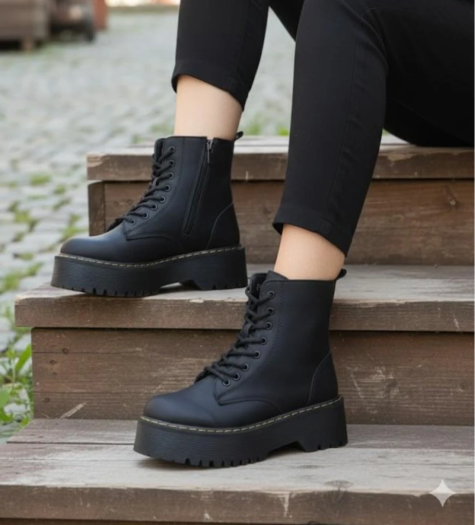 1188 Şanzel Sıcak Astar 4,5 Cm Yüksek Kalın Taban Kadın Bot - Görsel 1